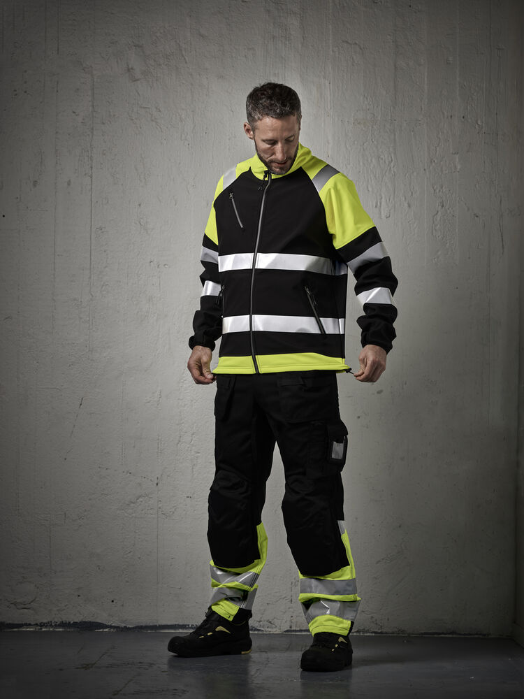 Jobman - 2134 Hi-Vis Stretch Trousers Core HP Donkergrijs/Geel 152