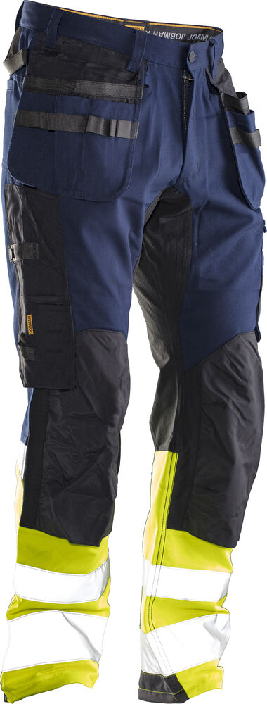 Jobman - 2134 Hi-Vis Stretch Trousers Core HP Donkergrijs/Geel 152