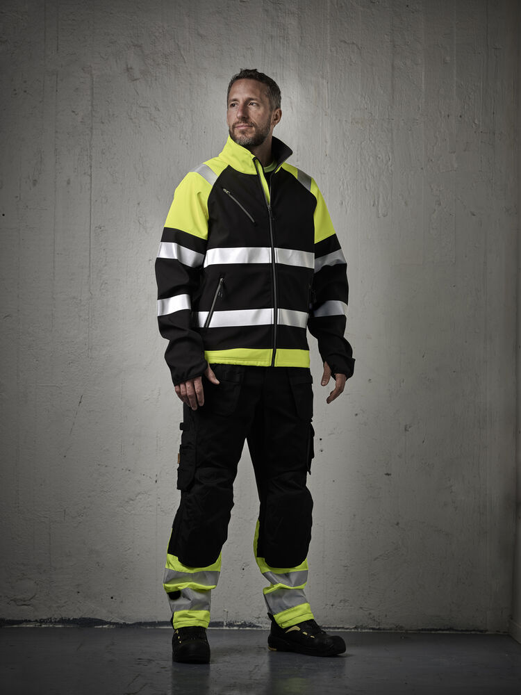 Jobman - 2134 Hi-Vis Stretch Trousers Core HP Donkergrijs/Geel 152