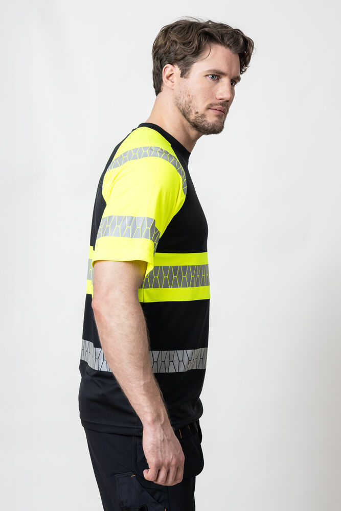 Jobman - 5226 T-shirt Hi-Vis Zwart/Geel 4XL