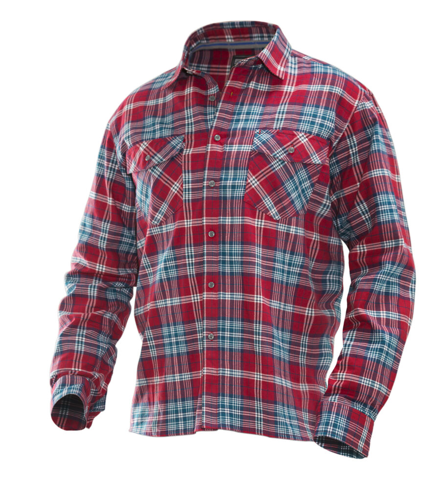 Jobman - 5138 Flannel Shirt Rood/Blauw S