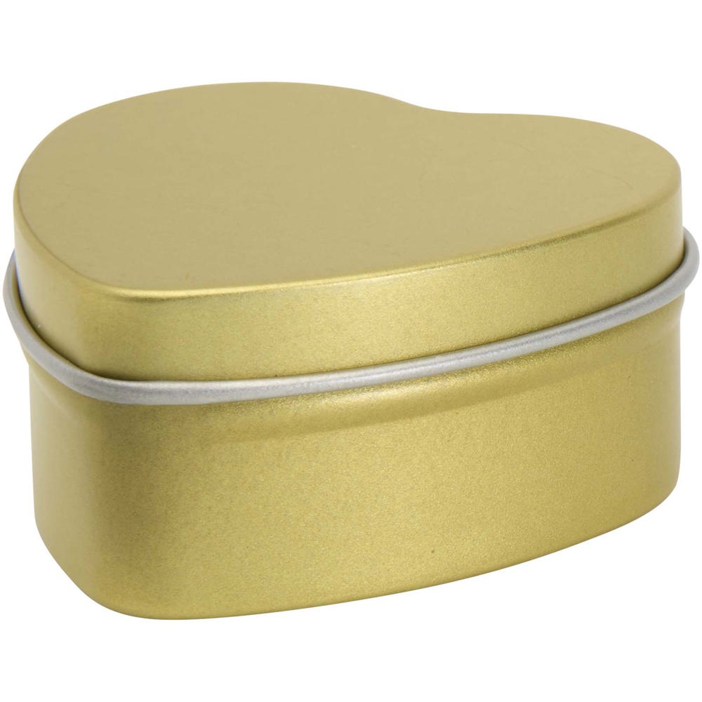 Blissful hartvormige tin met kaars met vanillearoma