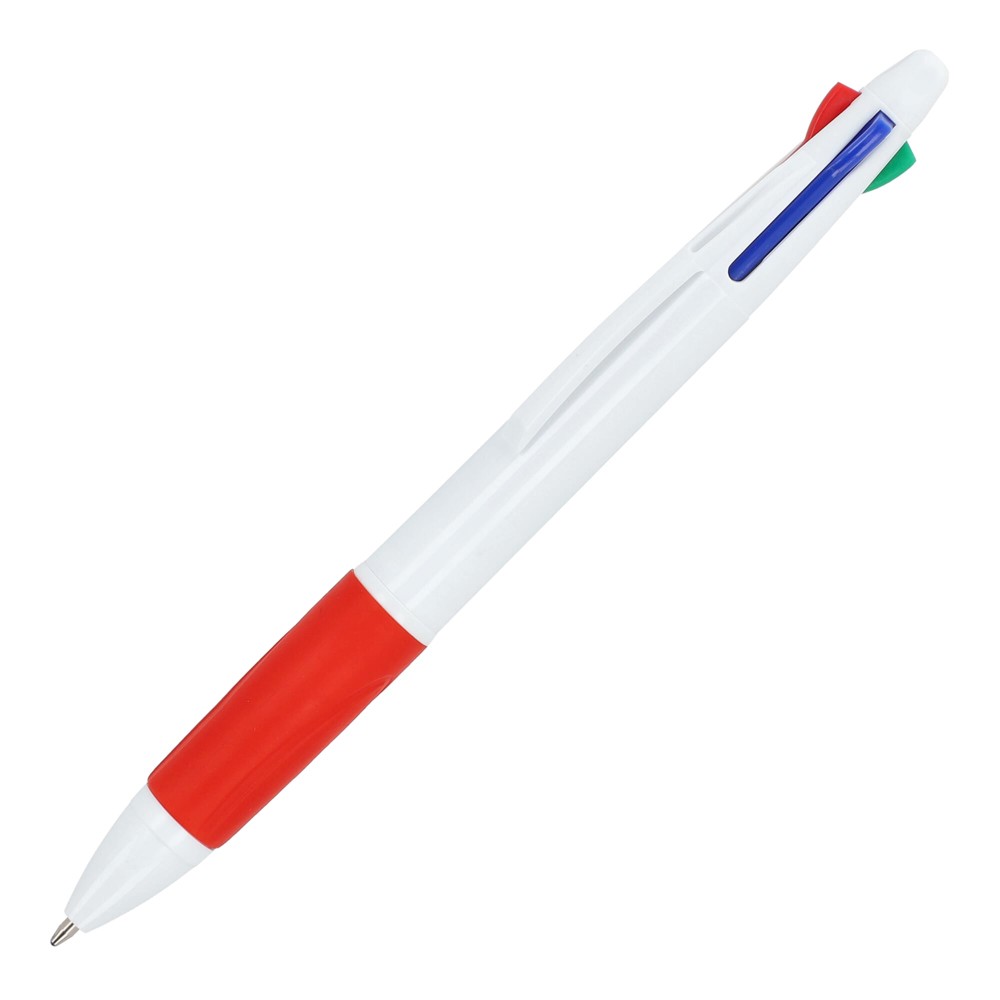 4-kleuren balpen met grip - Wit / Rood