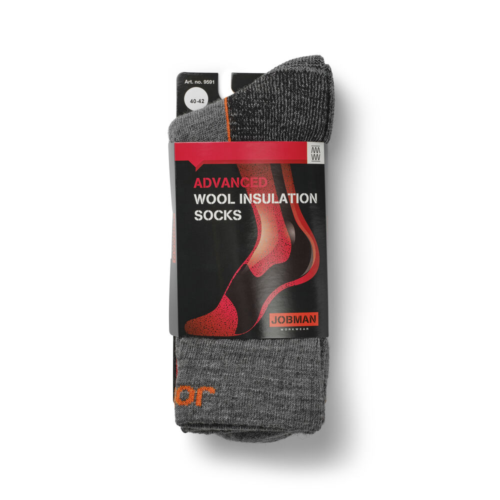 Jobman - 9591 Wool Socks Donkergrijs/Zwart 37