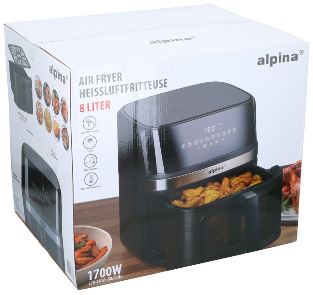 ALPINA Air Fryer 8L 1700W 230V- Zwart