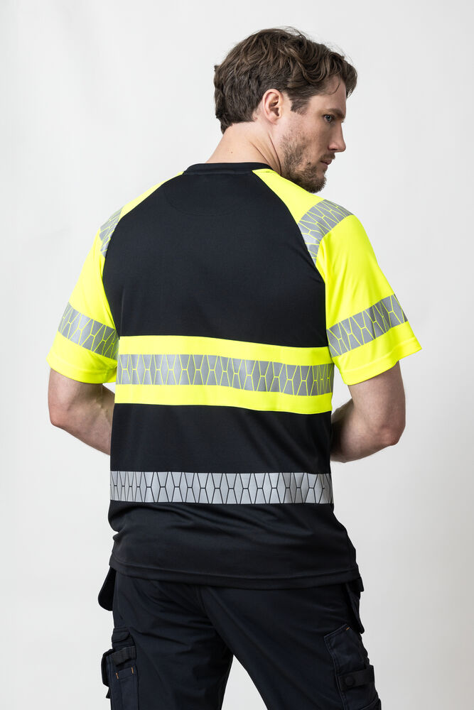 Jobman - 5226 T-shirt Hi-Vis Zwart/Geel 4XL