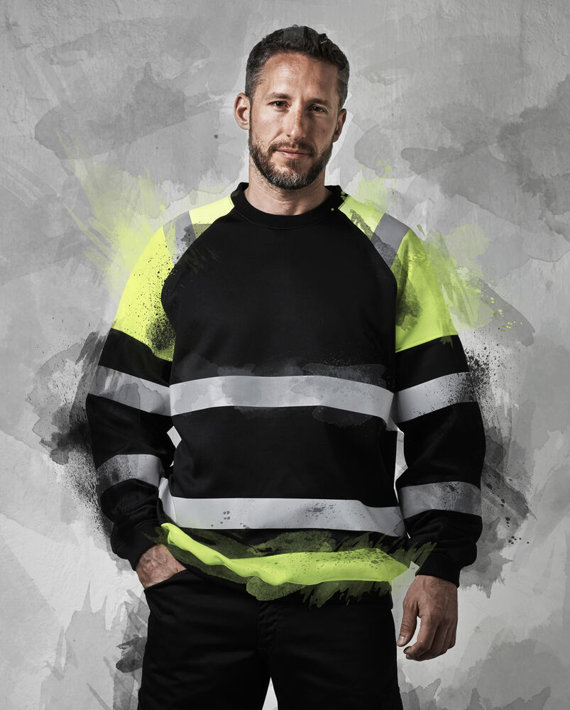Jobman - 5124 Hi-Vis Sweatshirt Zwart/HV Geel 4XL