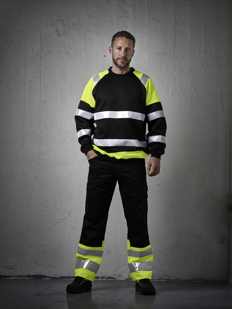 Jobman - 5124 Hi-Vis Sweatshirt Zwart/HV Geel 4XL