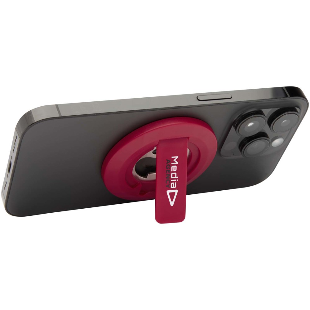 Ain magnetische telefoonstandaard van gerecycled plastic met flesopener 