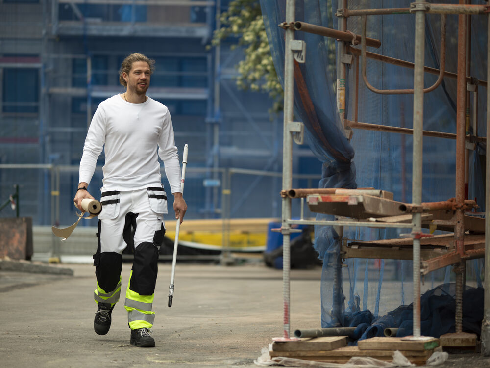 Jobman - 2134 Hi-Vis Stretch Trousers Core HP Donkergrijs/Geel 152