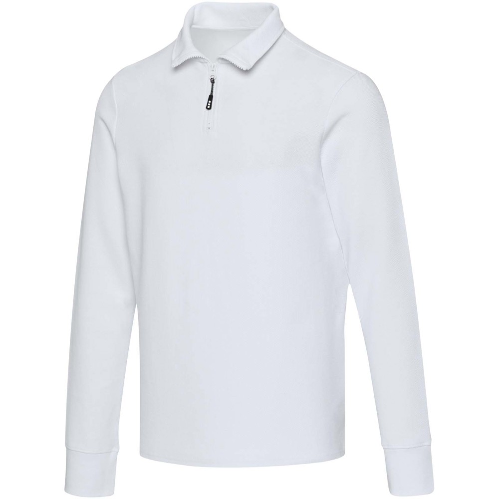 Apollo 245 g/m² uniseks half-zip poloshirt met lange mouwen - Wit