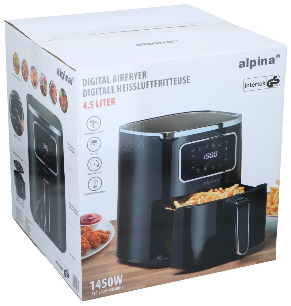 ALPINA Air Fryer 4.5L 1450W Digital- Zwart