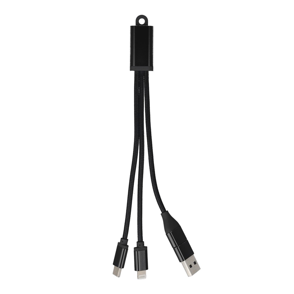 2-in-1 Oplaadkabel USB-A/C naar USB-C &amp; Lightning Aluminium - Zwart