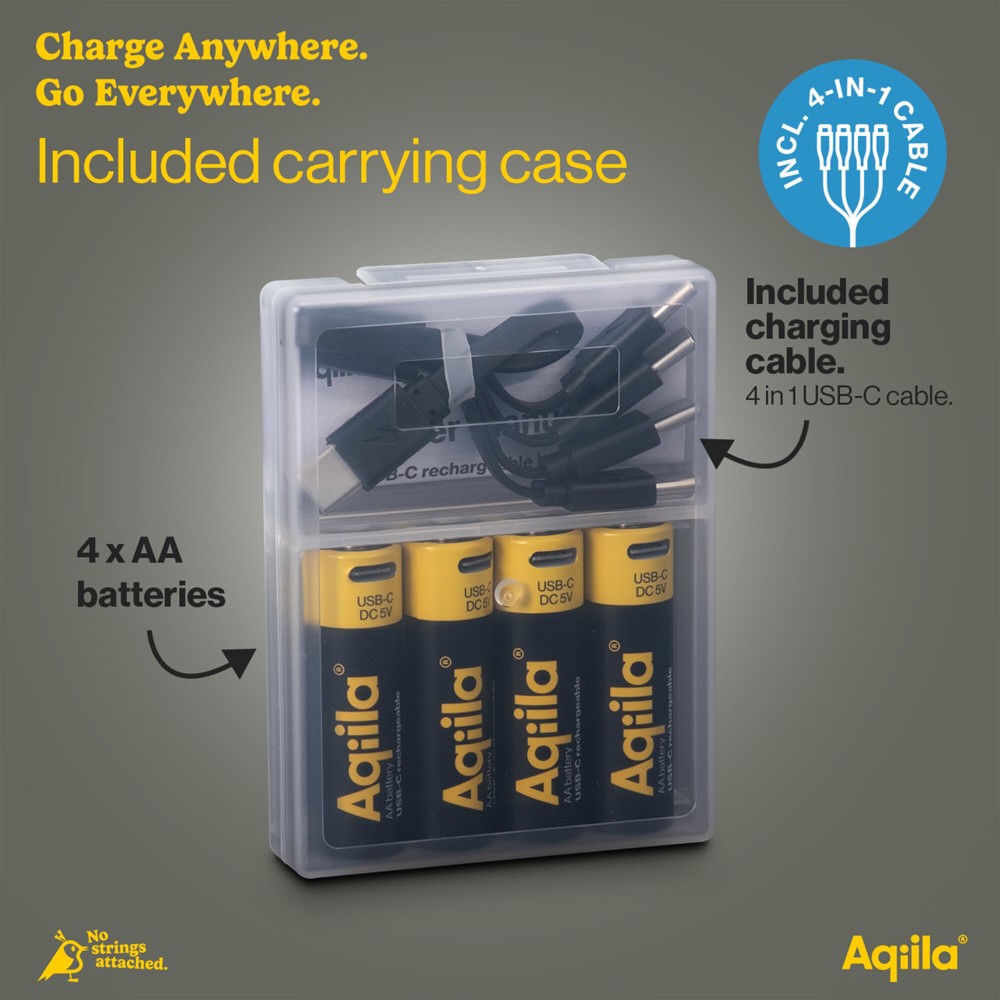 Aqiila Oplaadbare USB-C Batterijen AA 2000mAh 4-pack