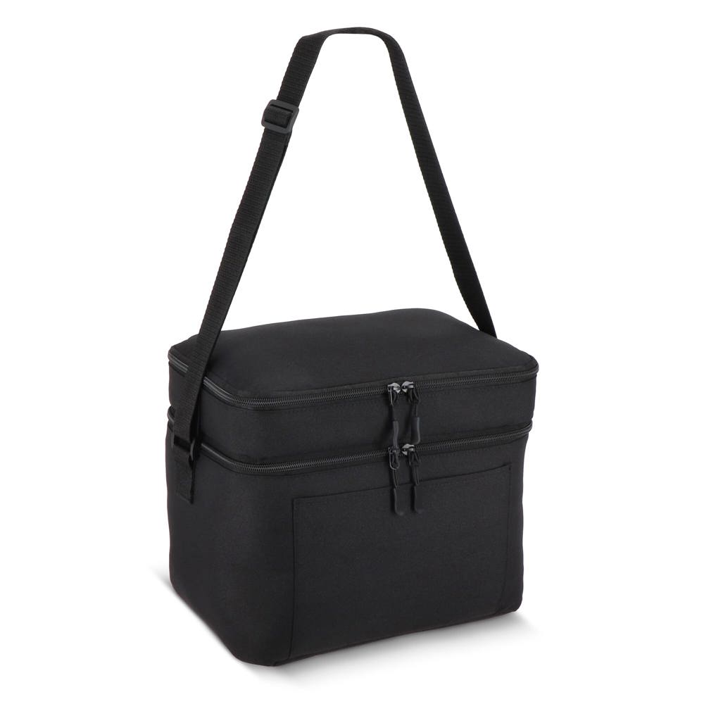 600D gerecycled PET koeltas met twee vakken 30 x 20 x 24 cm 12 L - Zwart