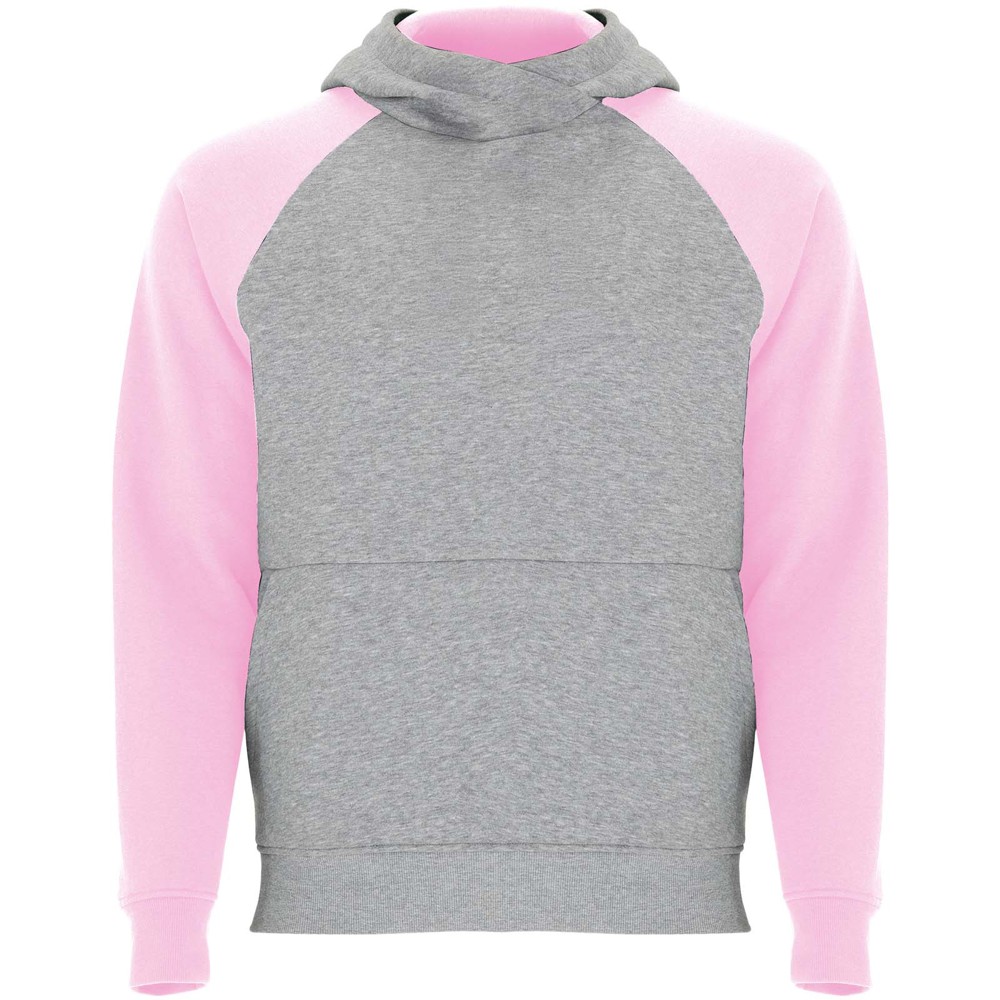 Badet 280 g/m² tweekleurige kinderhoodie - Gemêleerd grijs, Lichtroze