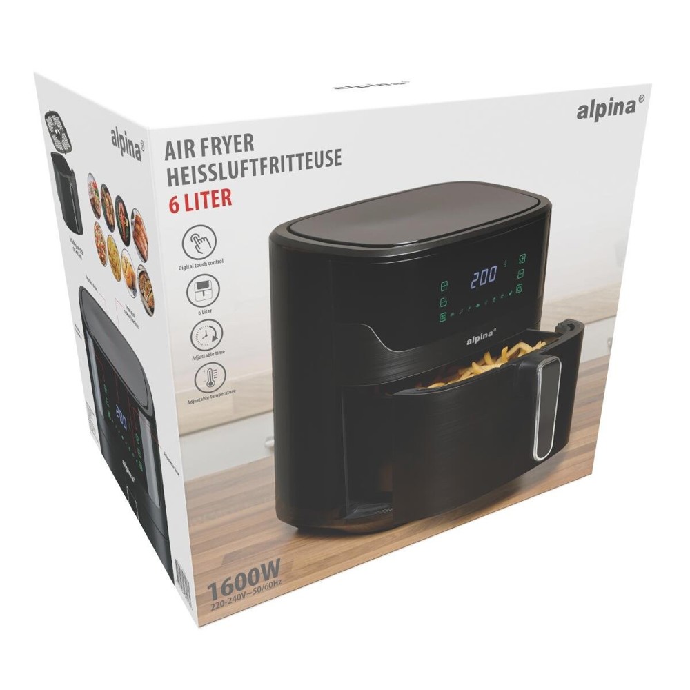 ALPINA Air Fryer 6L 1600W- Zwart
