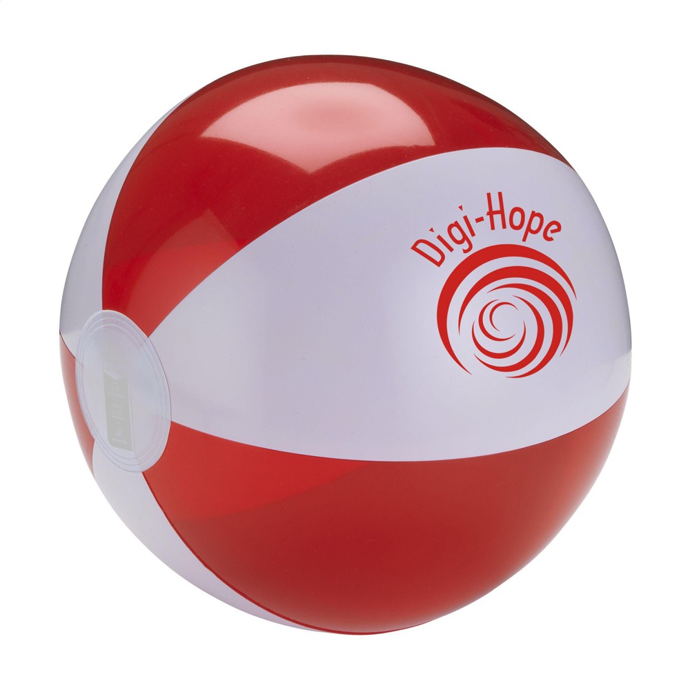 BeachBall Ø 24 cm strandbal - wit/rood (± PMS 2347C)