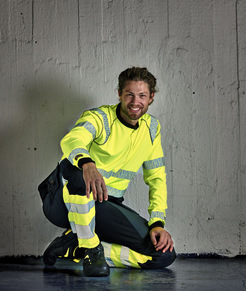 Jobman - 2134 Hi-Vis Stretch Trousers Core HP Donkergrijs/Geel 152