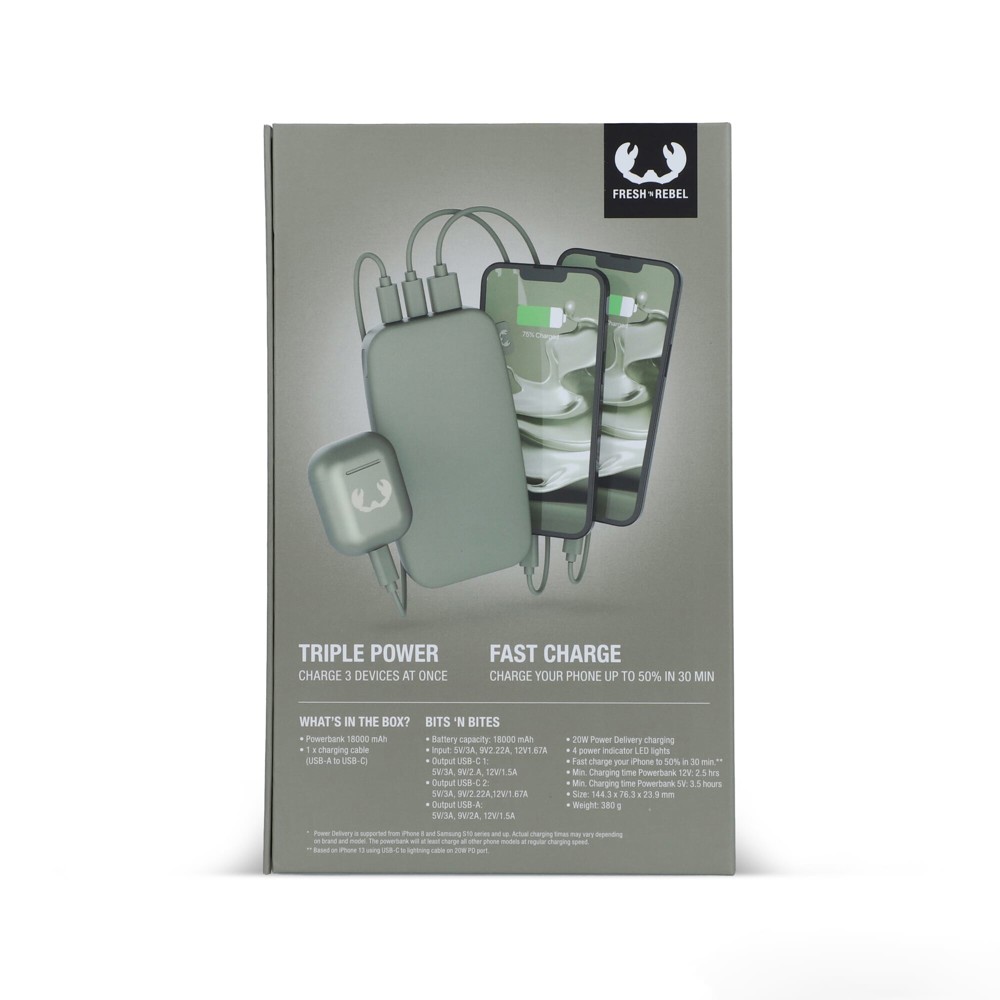 2PB18100 | Fresh 'n Rebel Powerbank 18000mAh USB-C Fast Charging 20W