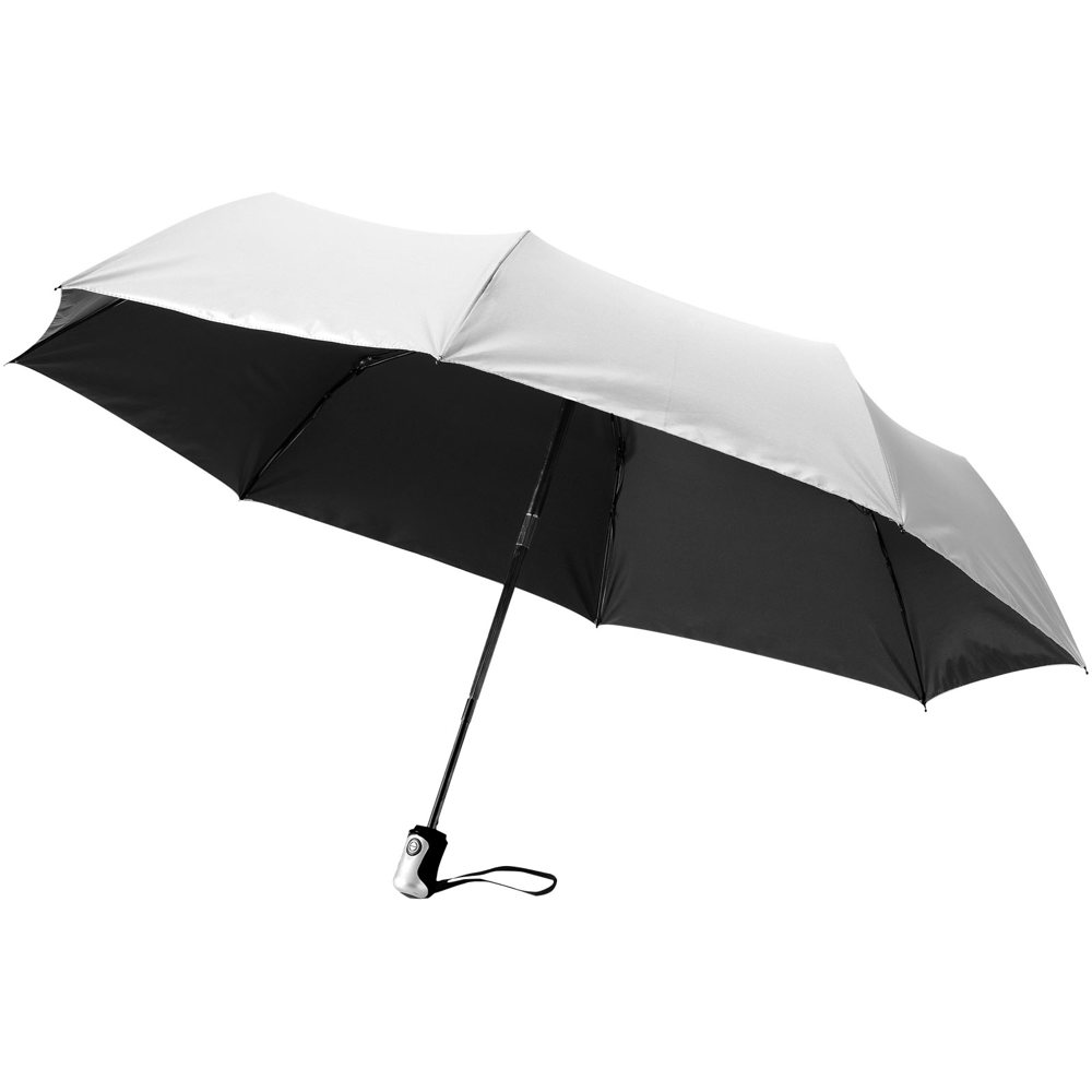 Alex 21,5'' opvouwbare automatische paraplu - Zilver, Zwart