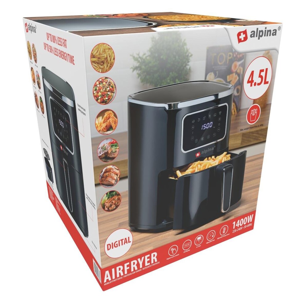 ALPINA Air Fryer 4.5L 1450W Digital- Zwart