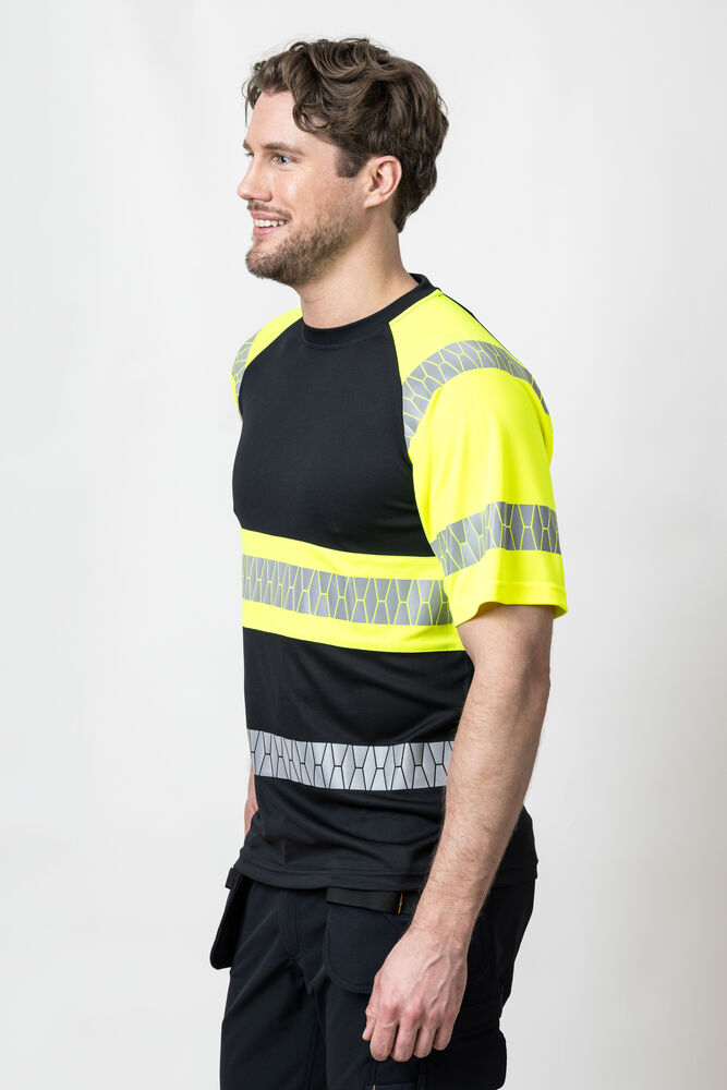 Jobman - 5226 T-shirt Hi-Vis Zwart/Geel 4XL