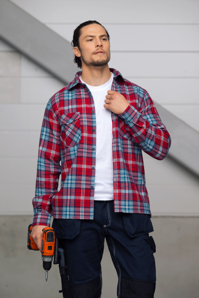 Jobman - 5138 Flannel Shirt Rood/Blauw S