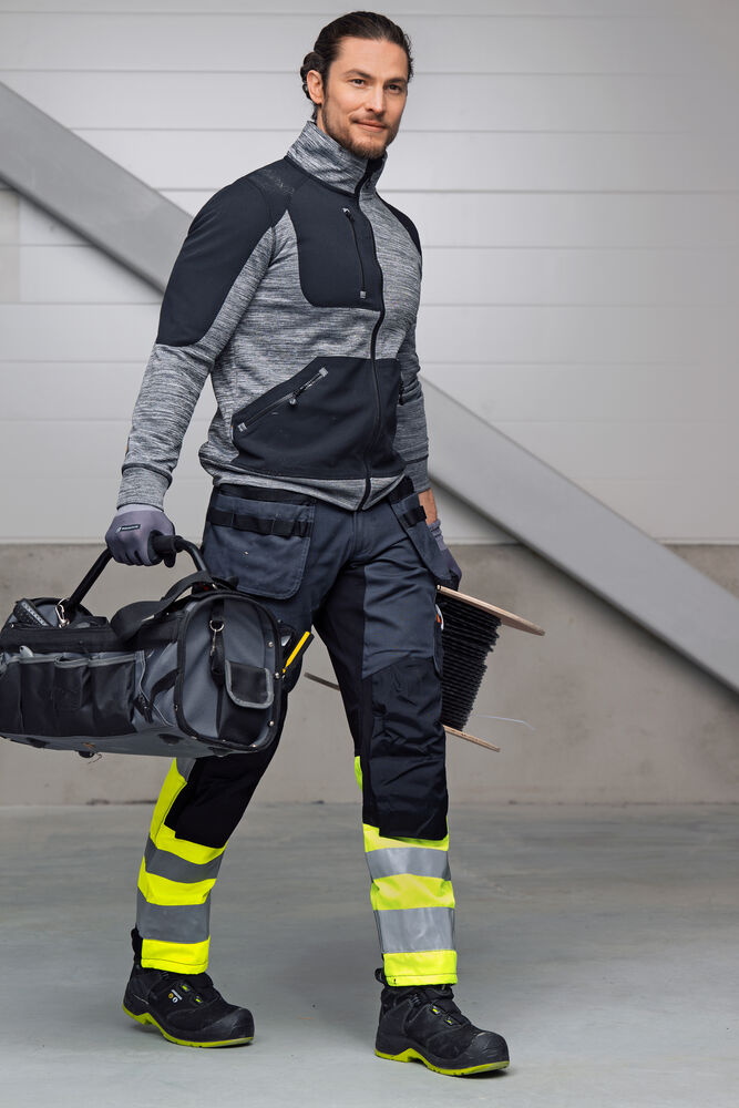 Jobman - 2134 Hi-Vis Stretch Trousers Core HP Donkergrijs/Geel 152