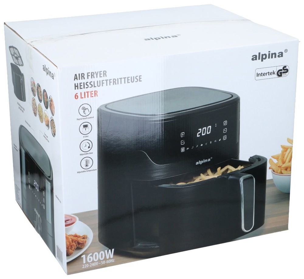 ALPINA Air Fryer 6L 1600W- Zwart