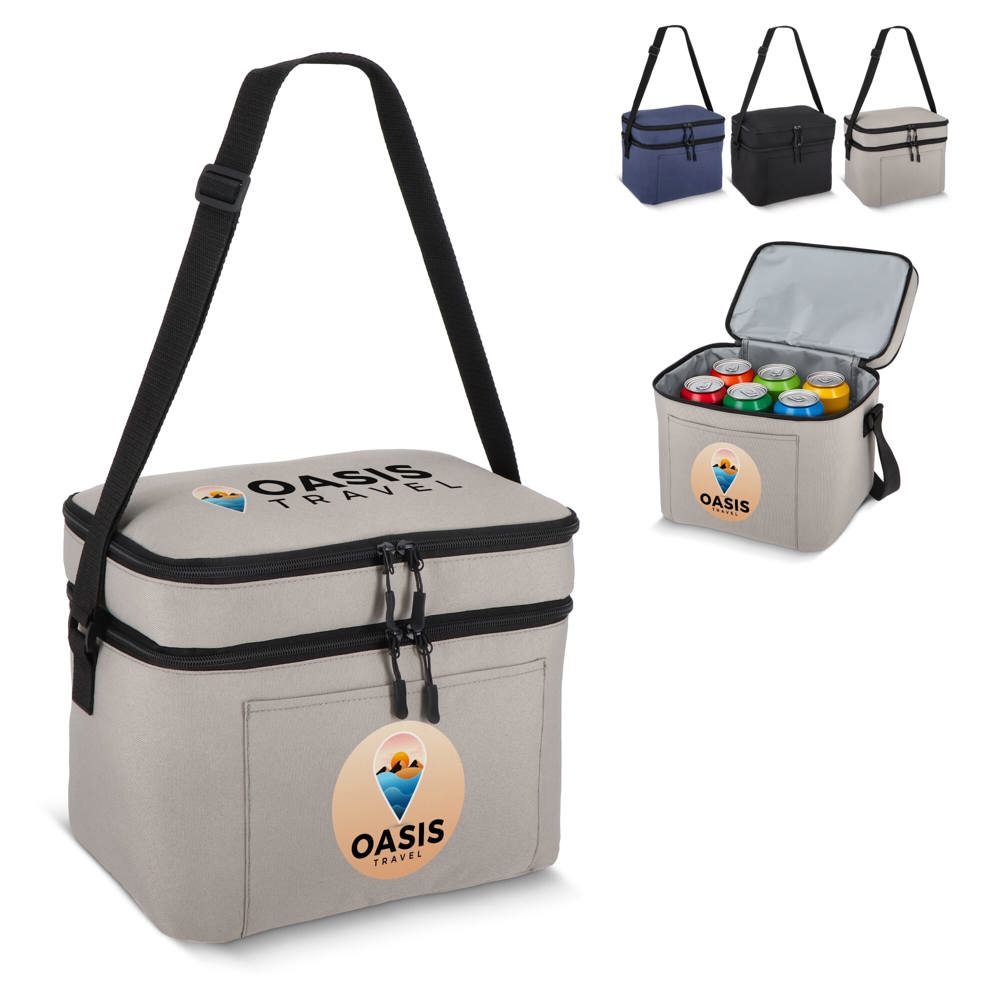 600D gerecycled PET koeltas met twee vakken 30 x 20 x 24 cm 12 L