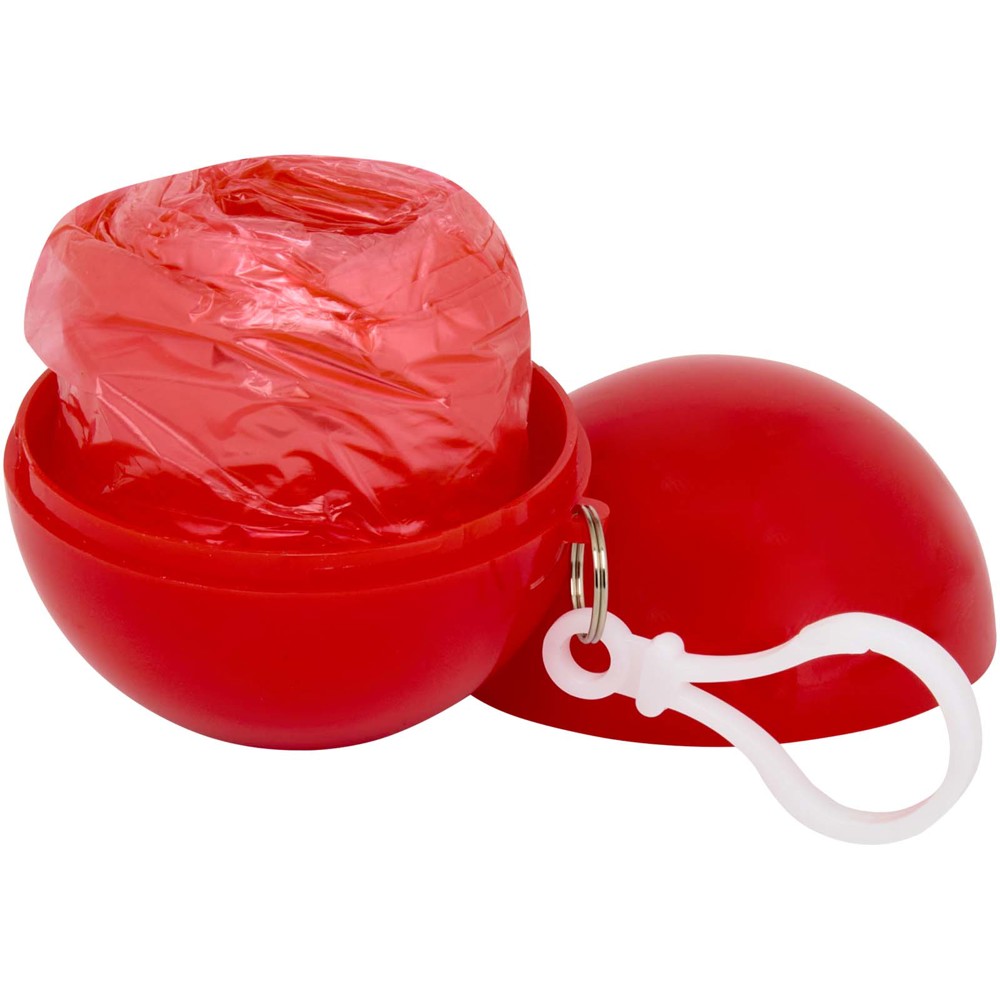Fog poncho in ronde plastic verpakking met karabijnhaak - rood